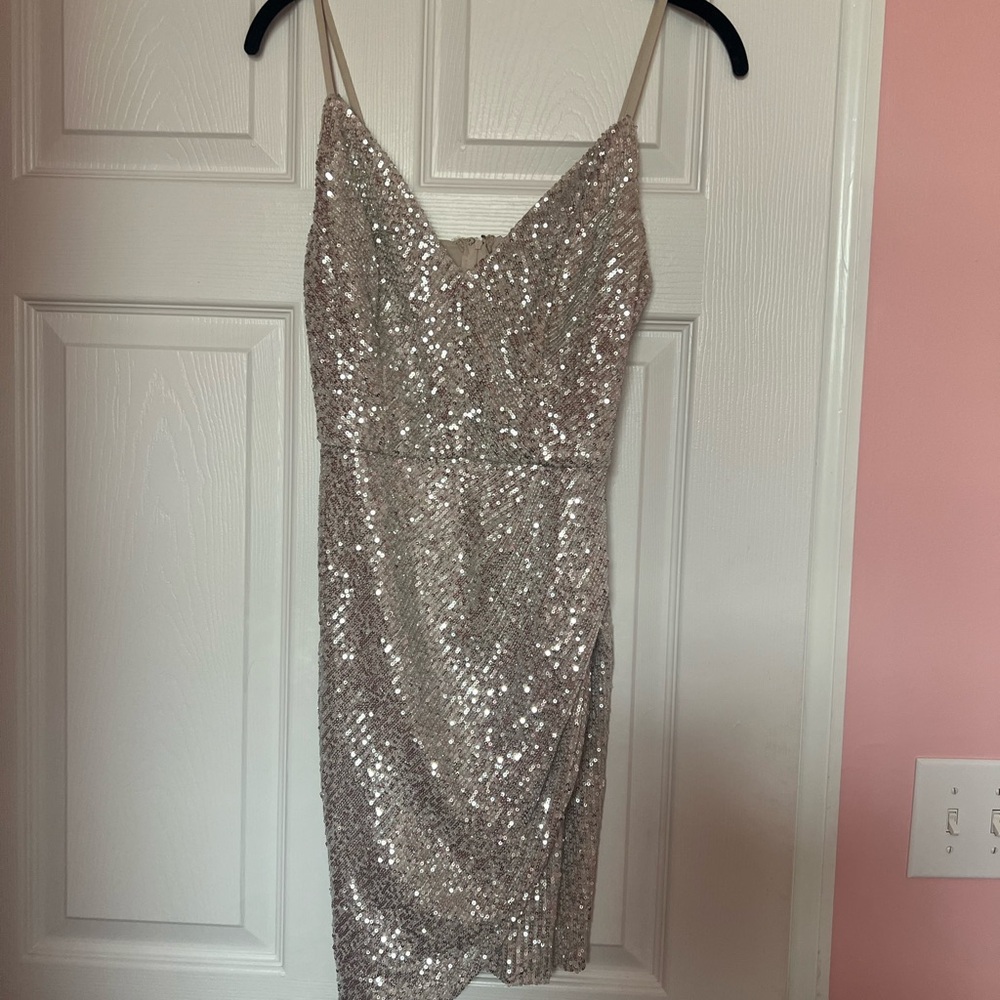 Elegant Silver Sequin Dress